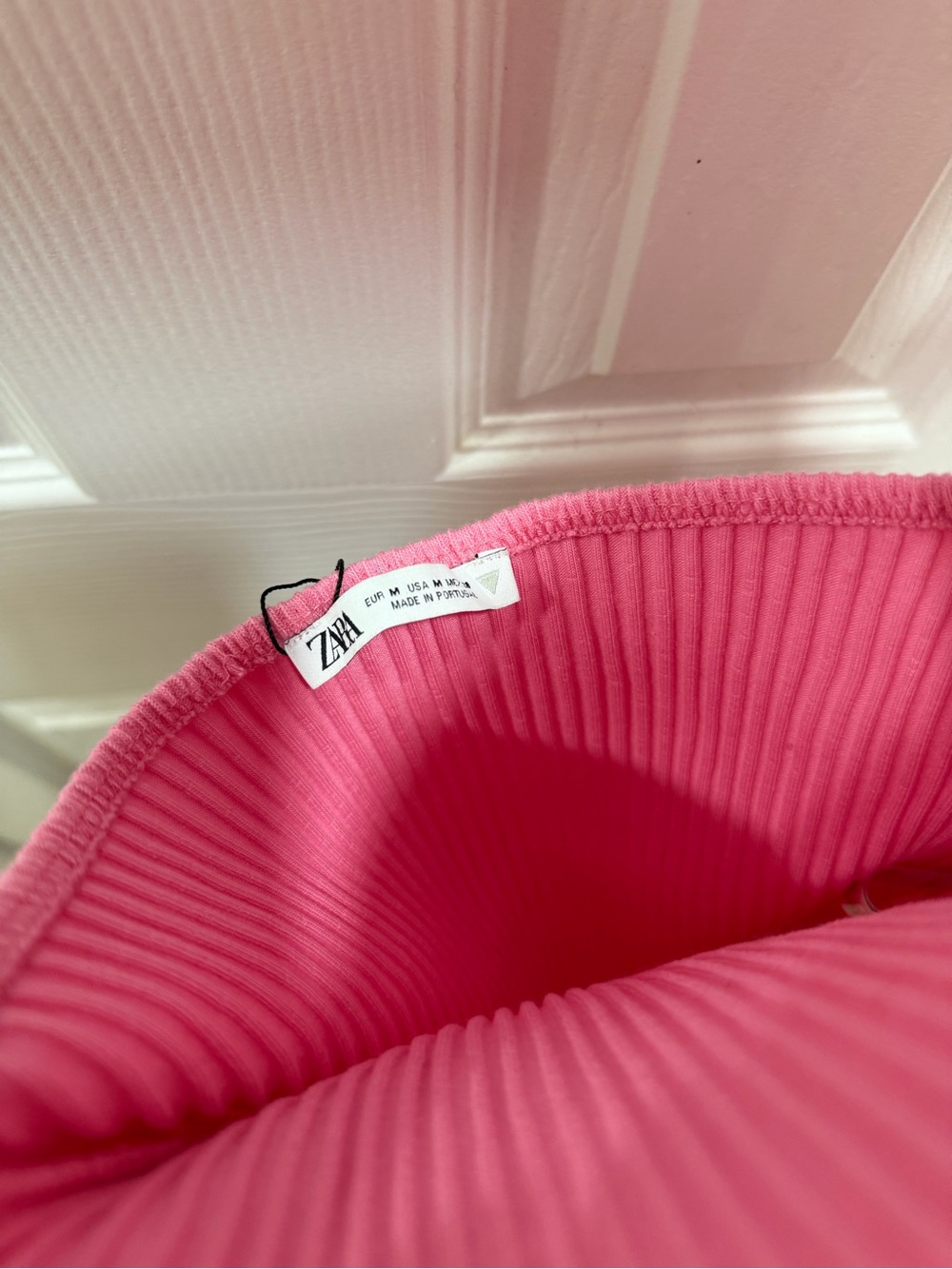 Zara Pink Ribbed One-Shoulder Tank Top - Picture 4 of 6